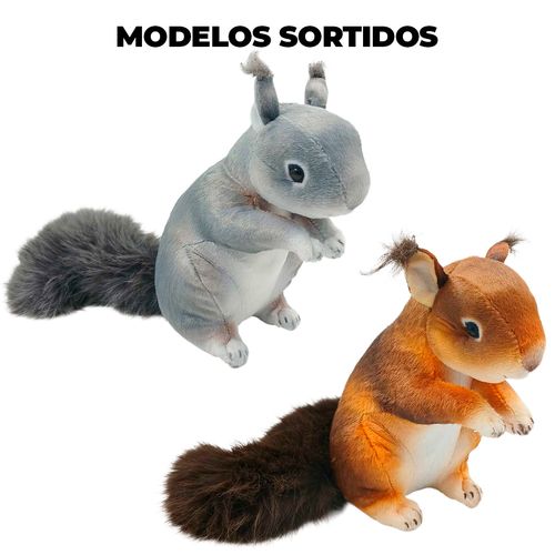Esquilo De Pelúcia 22cm em Poliéster Fizzy