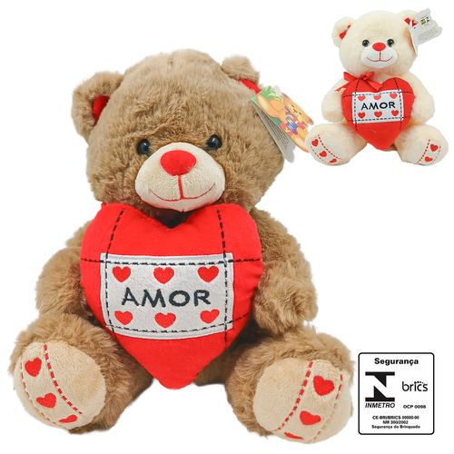 Urso de Pelúcia Amor 25cm em Poliéster Fizzy