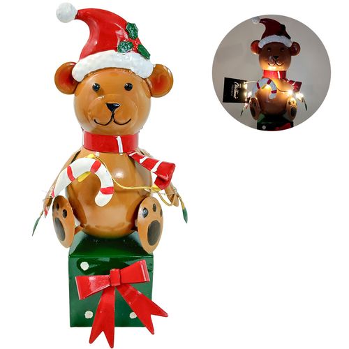 Urso Decorativo Natalino 31cm em Metal Rio Master