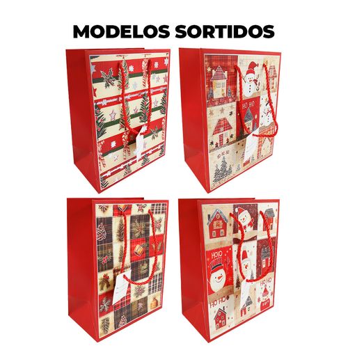 Sacola P/ Presente Natalina 23x18cm em Papel Rio Master