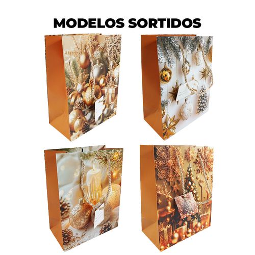 Sacola P/ Presente Natalina 23x18cm em Papel Rio Master