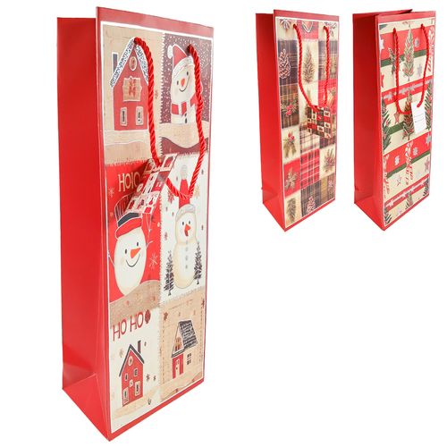Sacola P/ Vinho Natal  36x12,7cm em Papel Rio Master