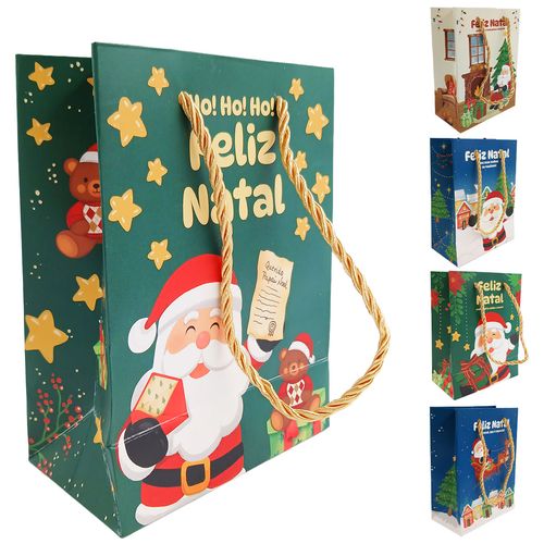 Sacola P/ Presente Natalina 12x6,5x16cm em Papel Multiart