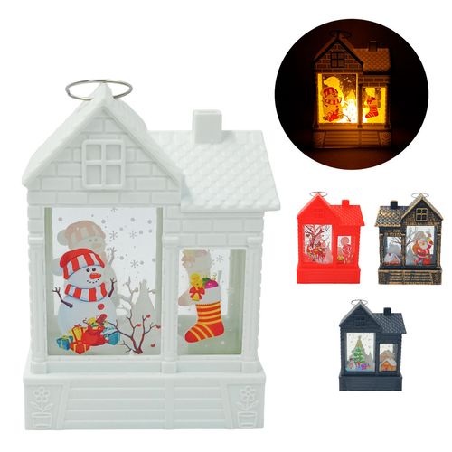 Luminária Natalina Casinha C/ LED 12cm em Plástico Multiart